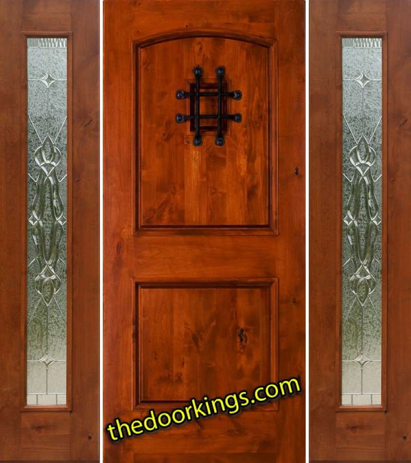 sw76 knotty alder wood door with two shannon sidelites